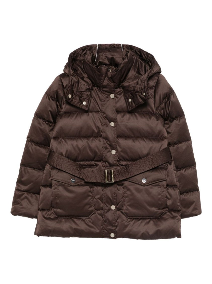 Liu Jo Quilted Brown Jacket With Belted Waist