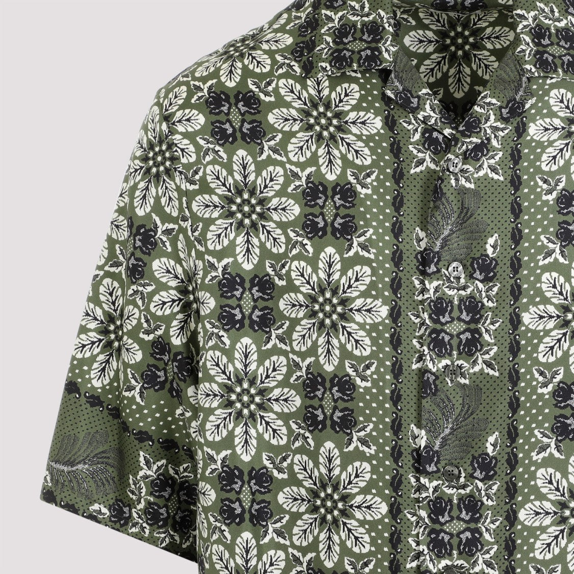 Etro Green Printed Silk Boxy Shirt