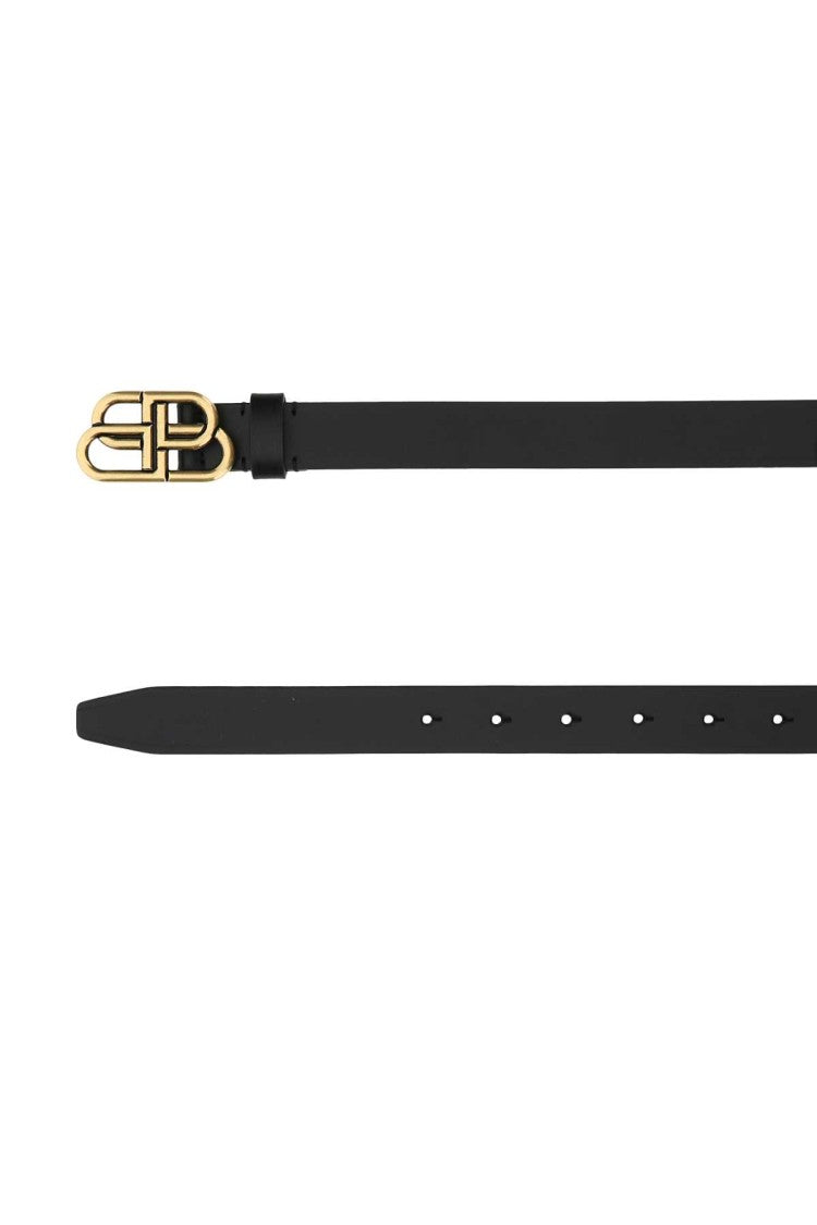 Balenciaga Black Leather Bb Belt