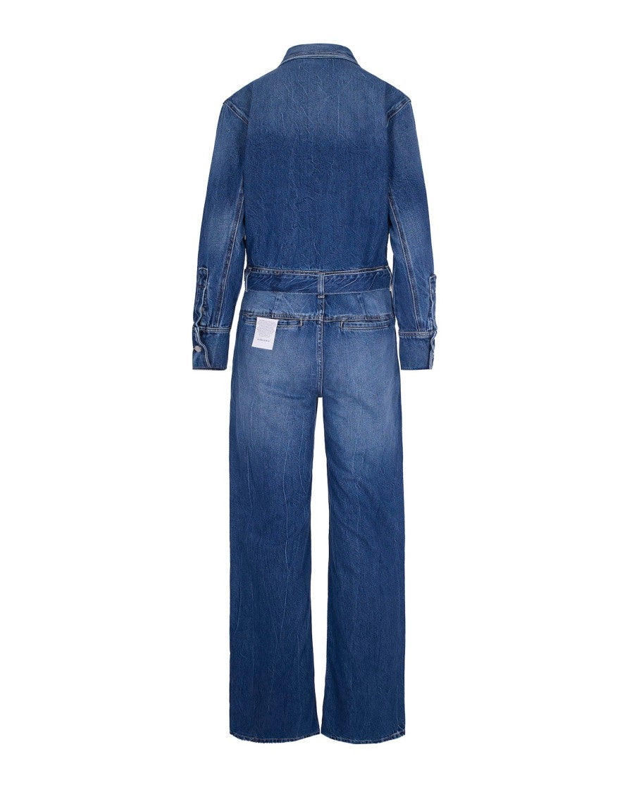 Icon Denim Indigo Denim Jumpsuit With Elevated Cuffs