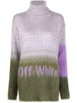 Off-White Intarsia-Knit Logo Roll-Neck Knitwear Jumper
