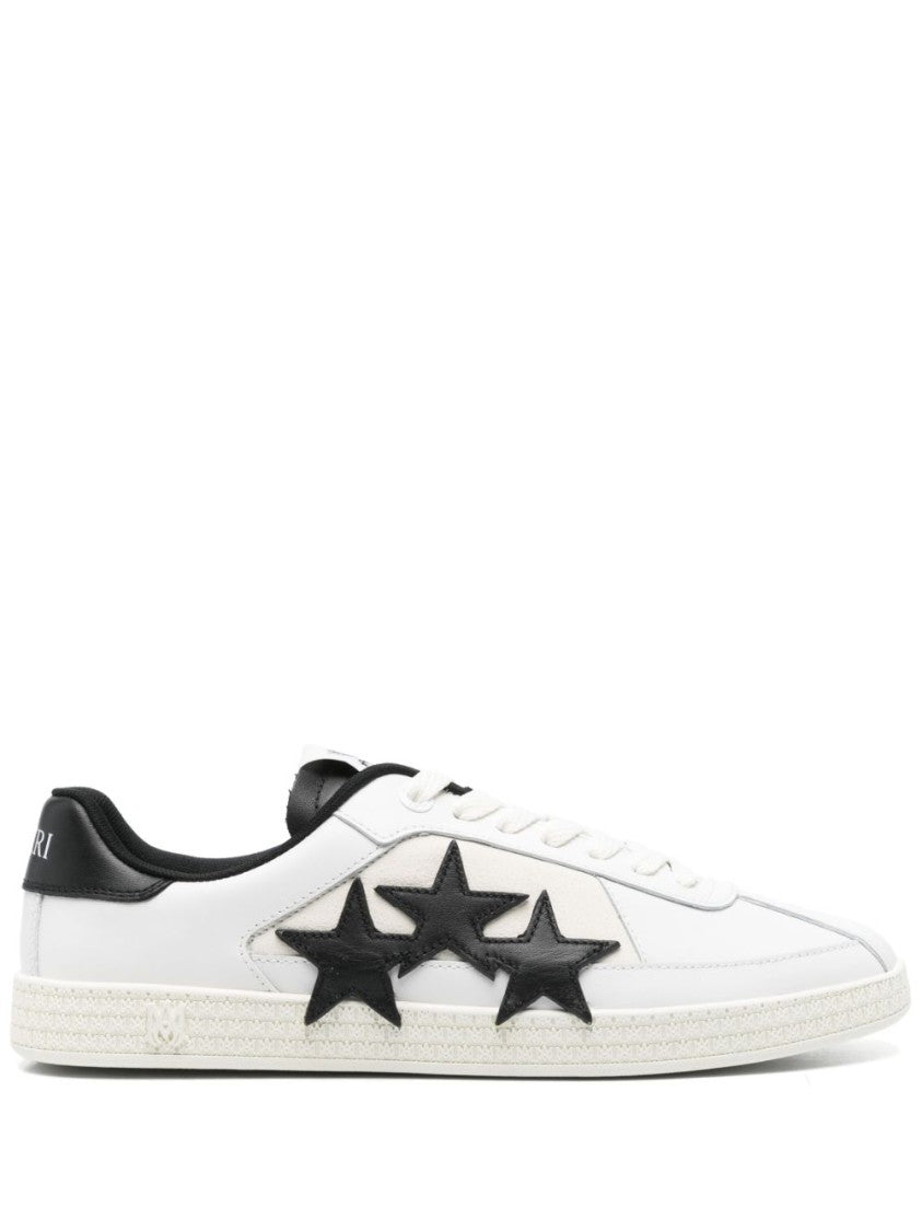 Amiri White Leather Sneakers With Black Star Accents