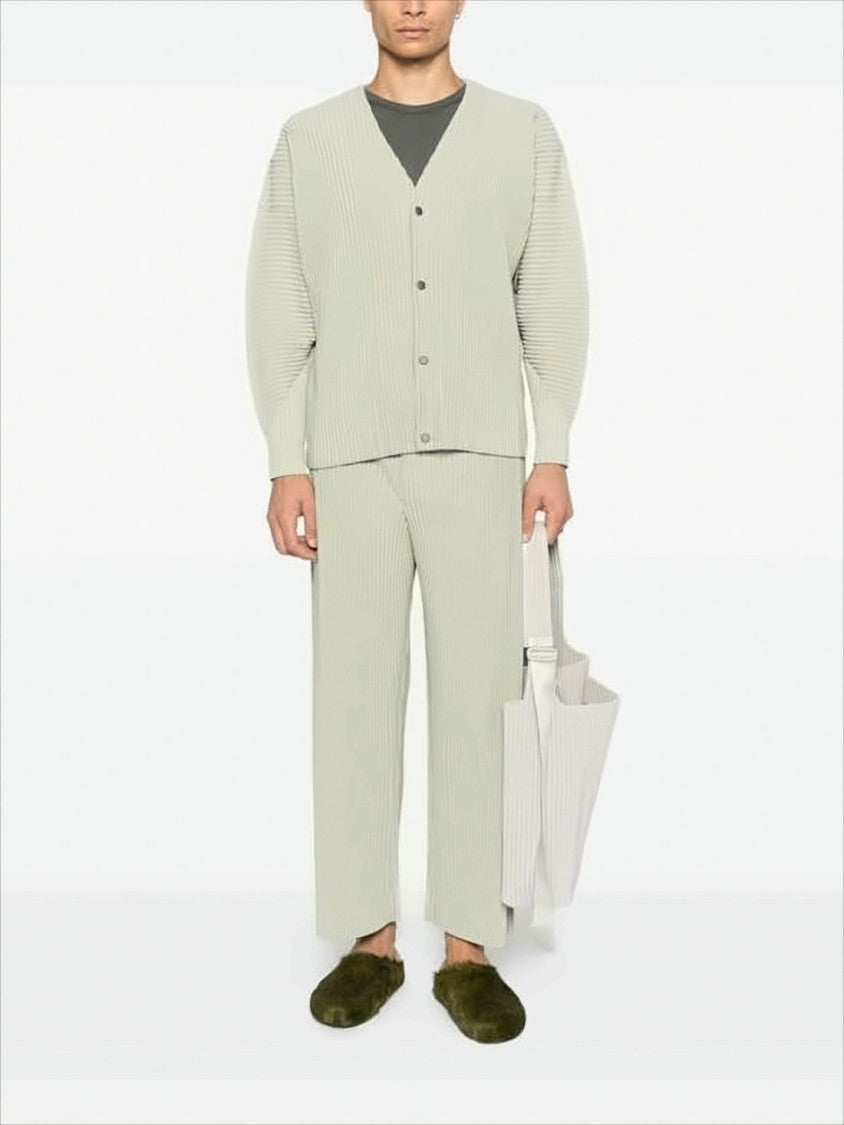 Homme Plissé Issey Miyake Pleated Textured Cardigan With V-Neckline