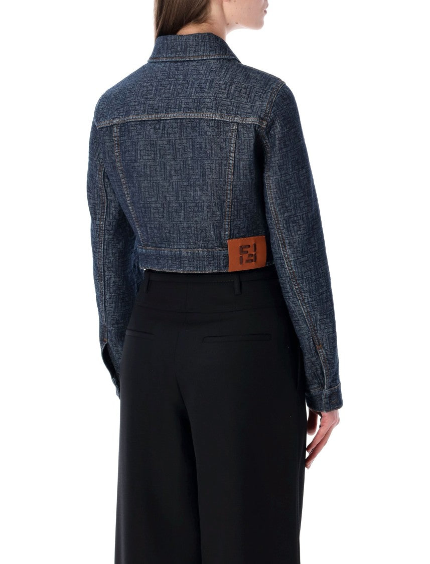 Fendi Cropped Padded Denim Jacket