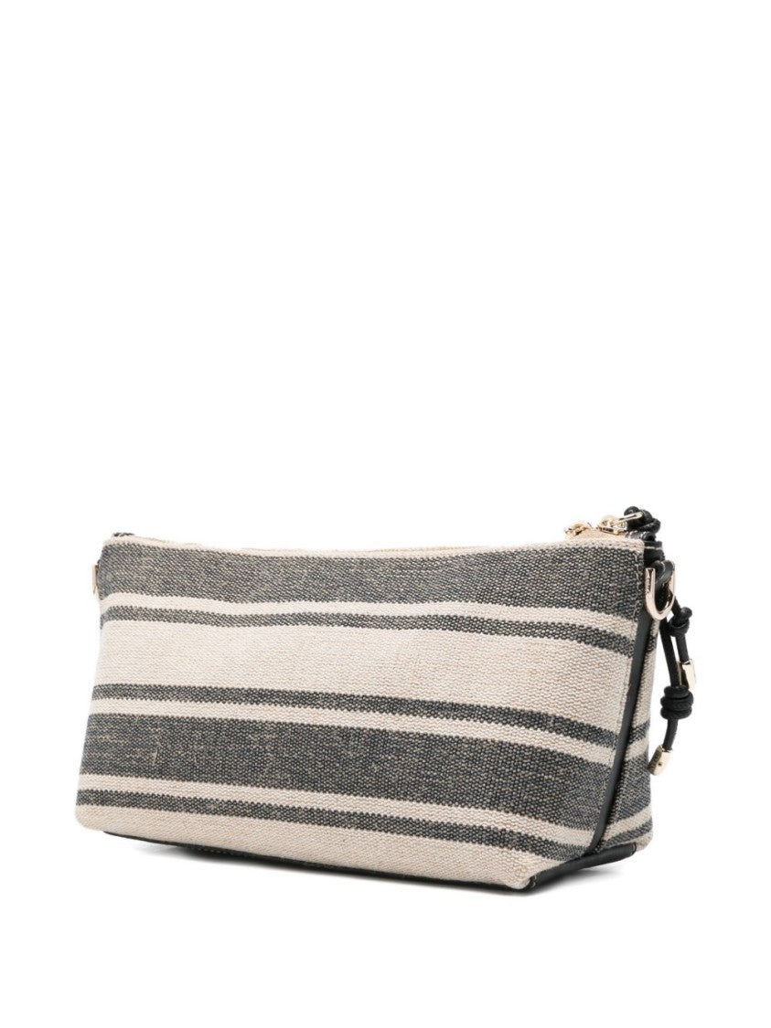 Furla Rectangular Striped Woven Clutch