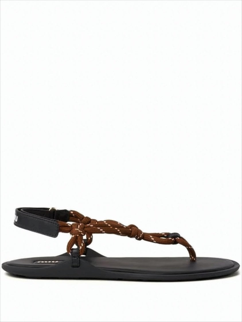 Miu Miu Thong-Style Sandals With Rope-Like Straps And Logo Detail