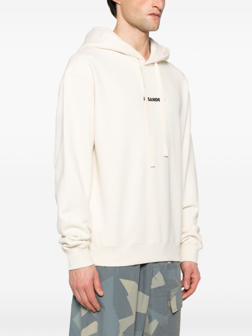 Jil Sander Beige Hoodie With Drawstring And Subtle Logo Detail