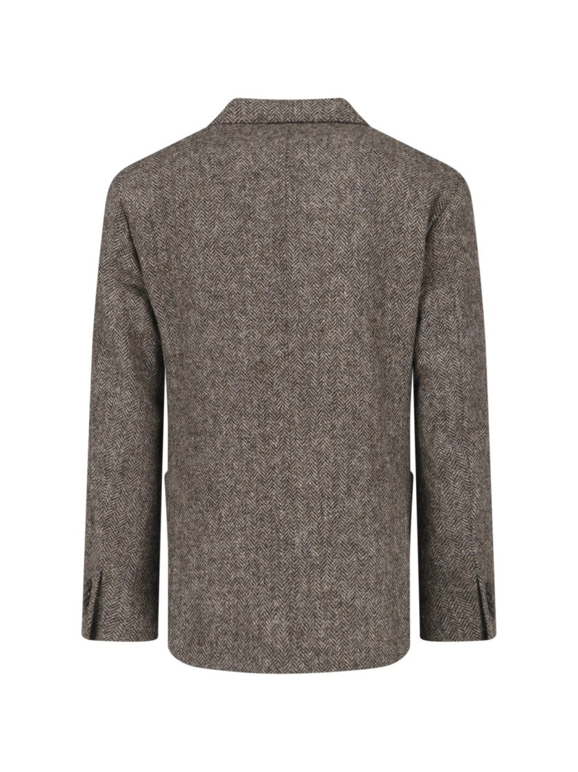 Boglioli Brown Textured Wool Classic Notch Lapel Blazer