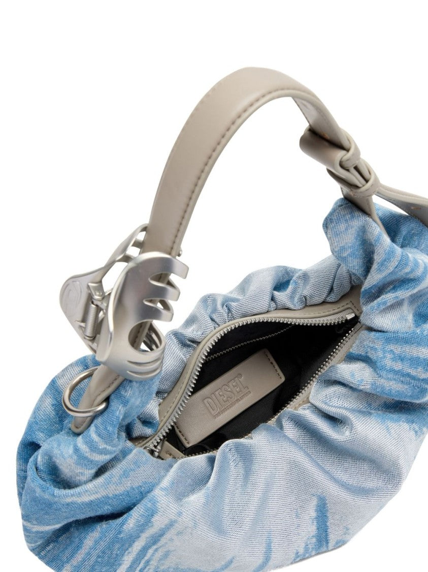 Diesel Ruched Silk And Nylon Leather Bag
