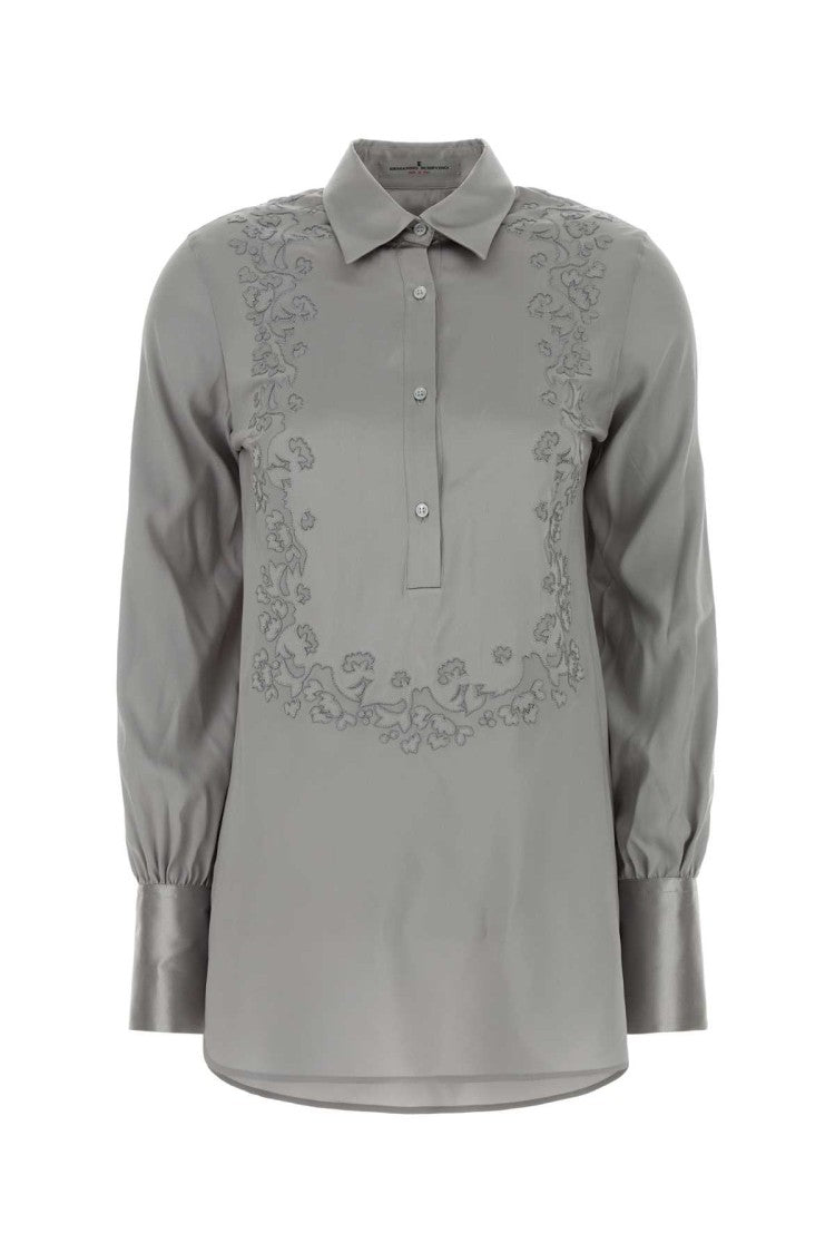 Ermanno Scervino Grey Satin Shirt