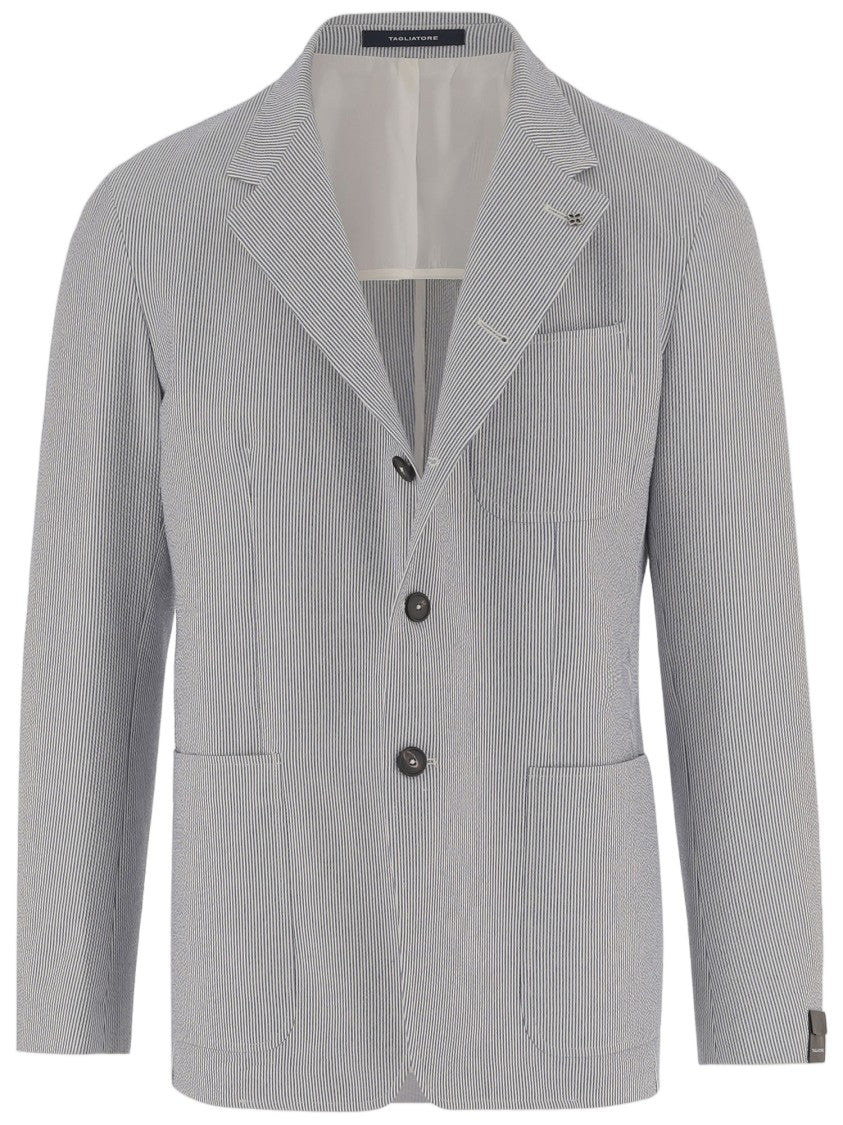 Tagliatore Multi Striped Single-Breasted Cotton-Blend Jacket