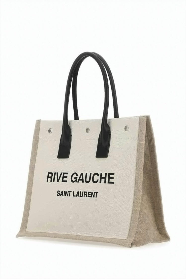 Saint Laurent Rectangular Canvas Tote With Bold Logo Detail