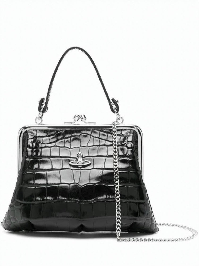 Vivienne Westwood Crocodile-Embossed Calf Leather Crossbody Bag