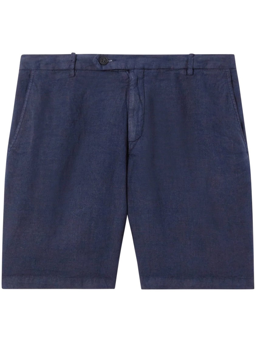 Mc2 Saint Barth Tailored Linen Herringbone Shorts With Button