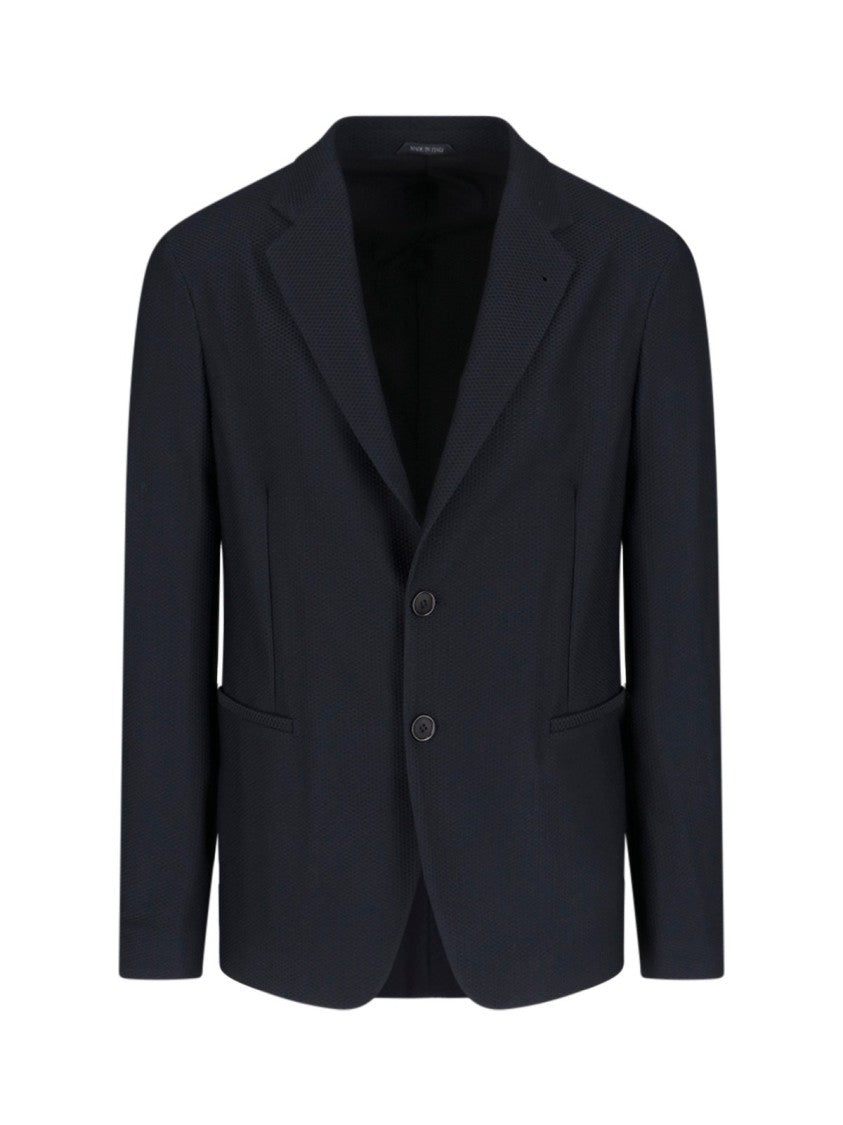 Giorgio Armani Structured Blue Jacket With Clean Lines And Refined Finish