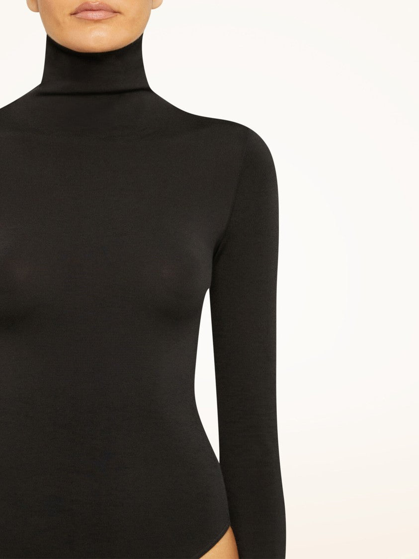 Wolford Black Colorado Matte Knit Turtleneck Bodysuit