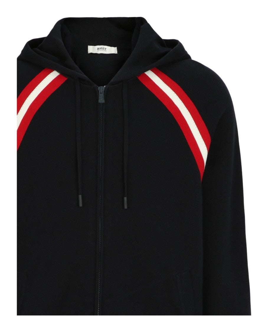 Bally Cotton Knit Lounge Hoodie With Grosgrain Tape Accents