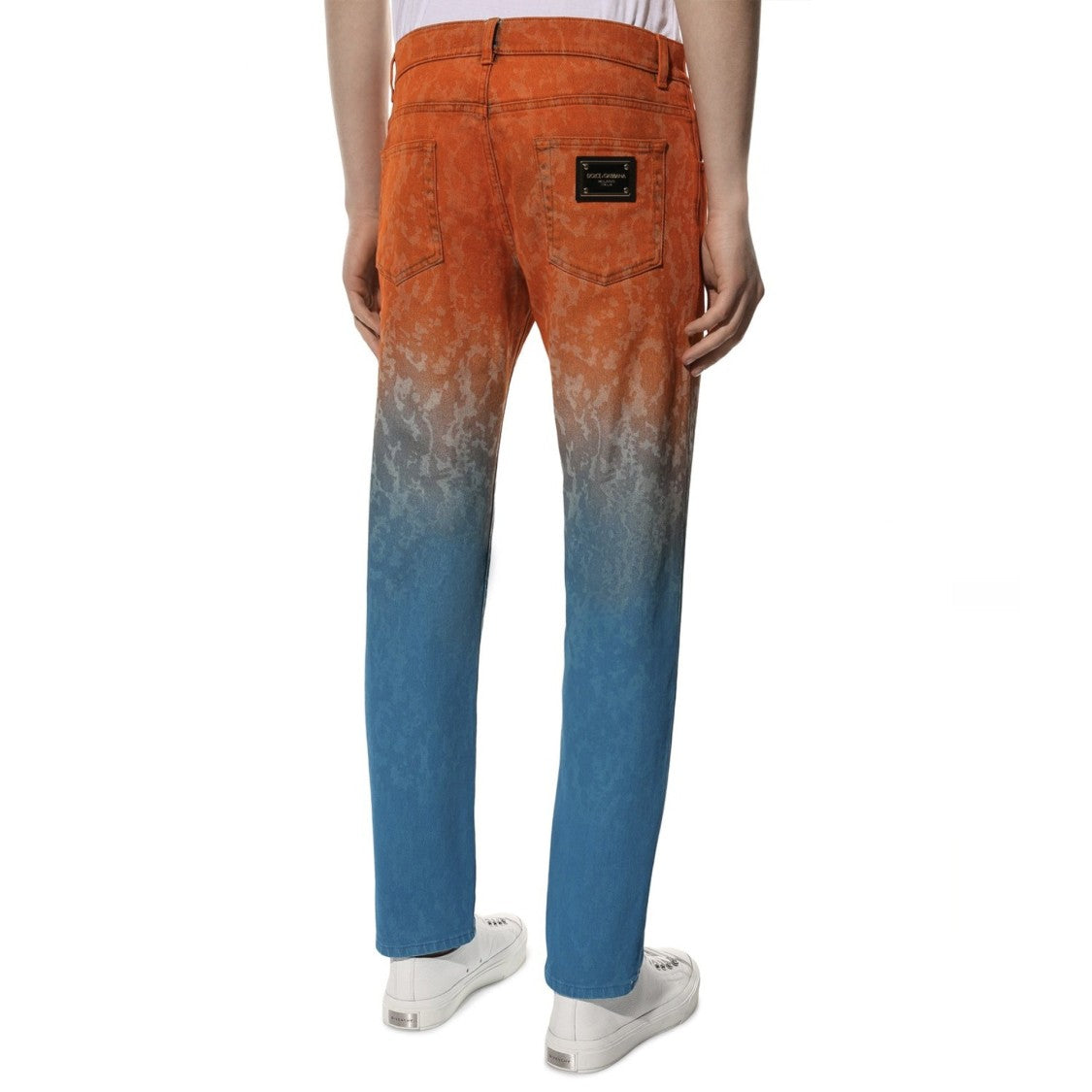 Dolce & Gabbana Gradient Cotton Denim Jeans With Textured Finish