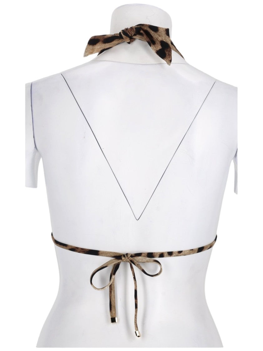 Dolce & Gabbana Padded Triangle Animal Print Bikini Top