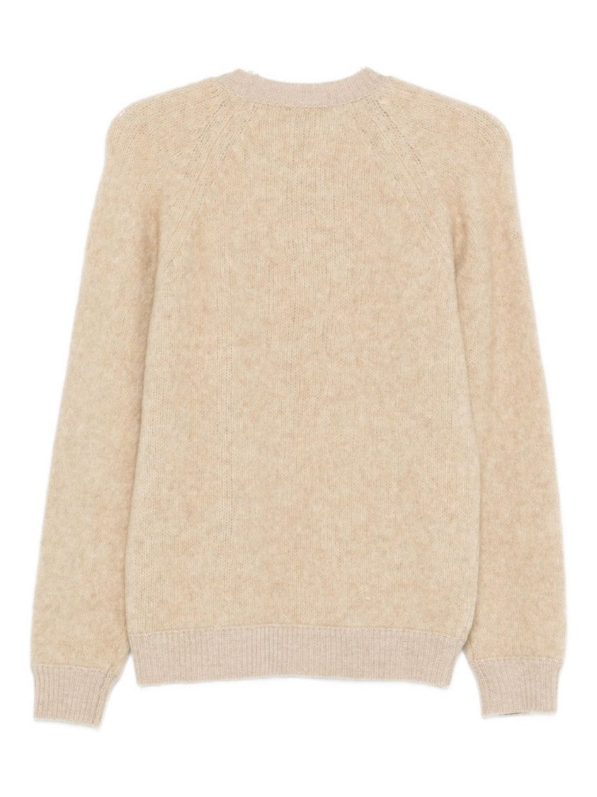 Rakki' Textured Knit Beige Sweatshirt With Relaxed Fit