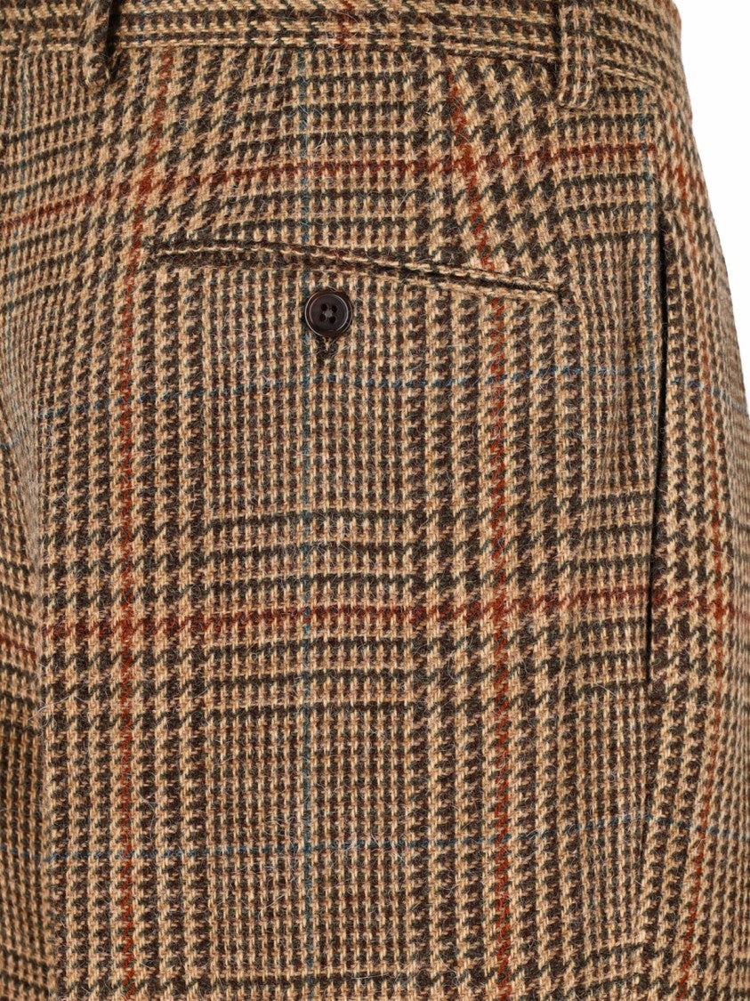 Polo Ralph Lauren Brown Prince Of Wales Wool Straight-Leg Pants