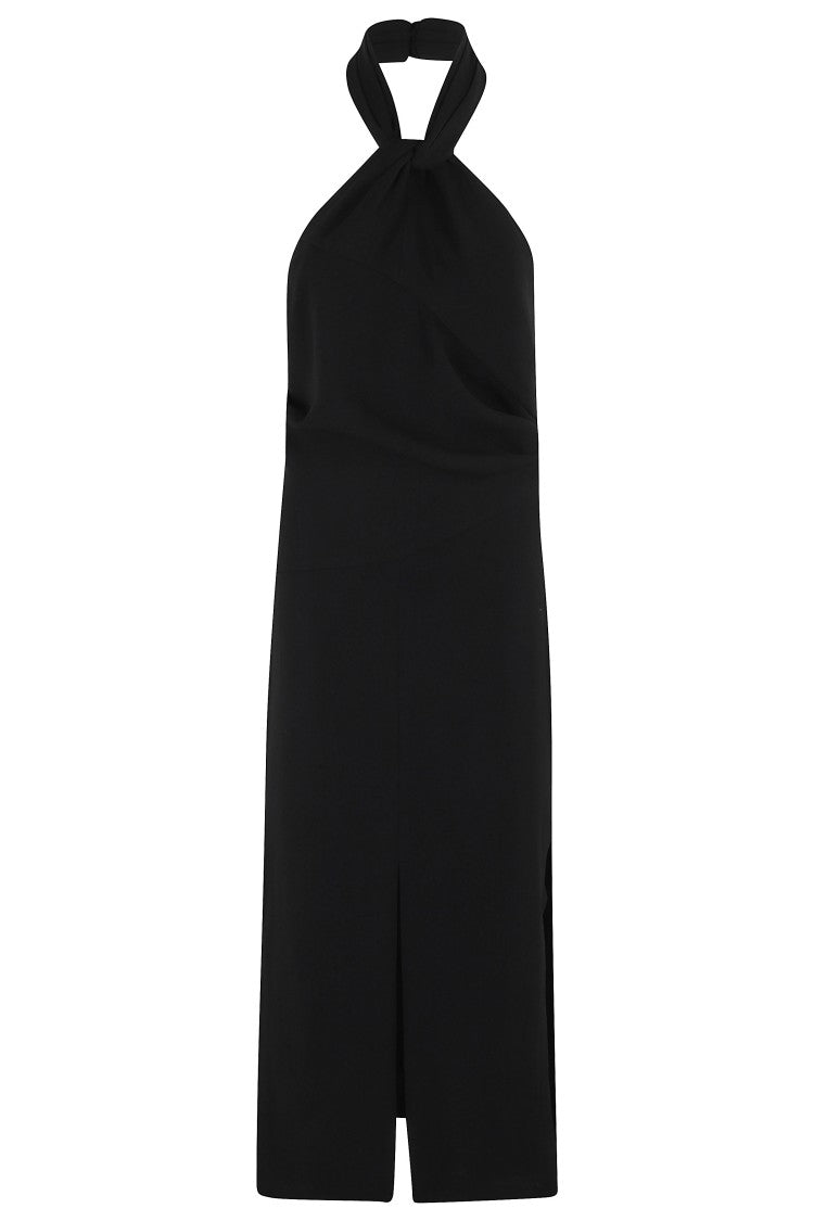Iro Form-Fitting Black Dress With Cross-Over Neckline