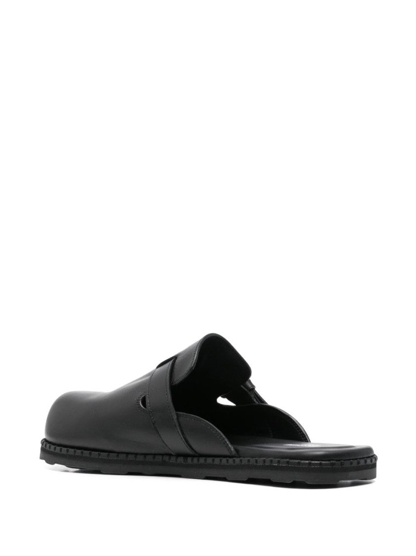 Moschino Black Side Buckle Flat Rubber Sandals