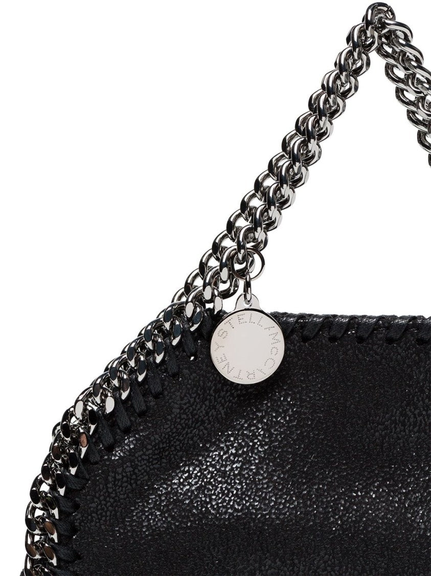 Stella Mccartney Compact Black Faux-Leather Shoulder Bag With Chain-Link Accents