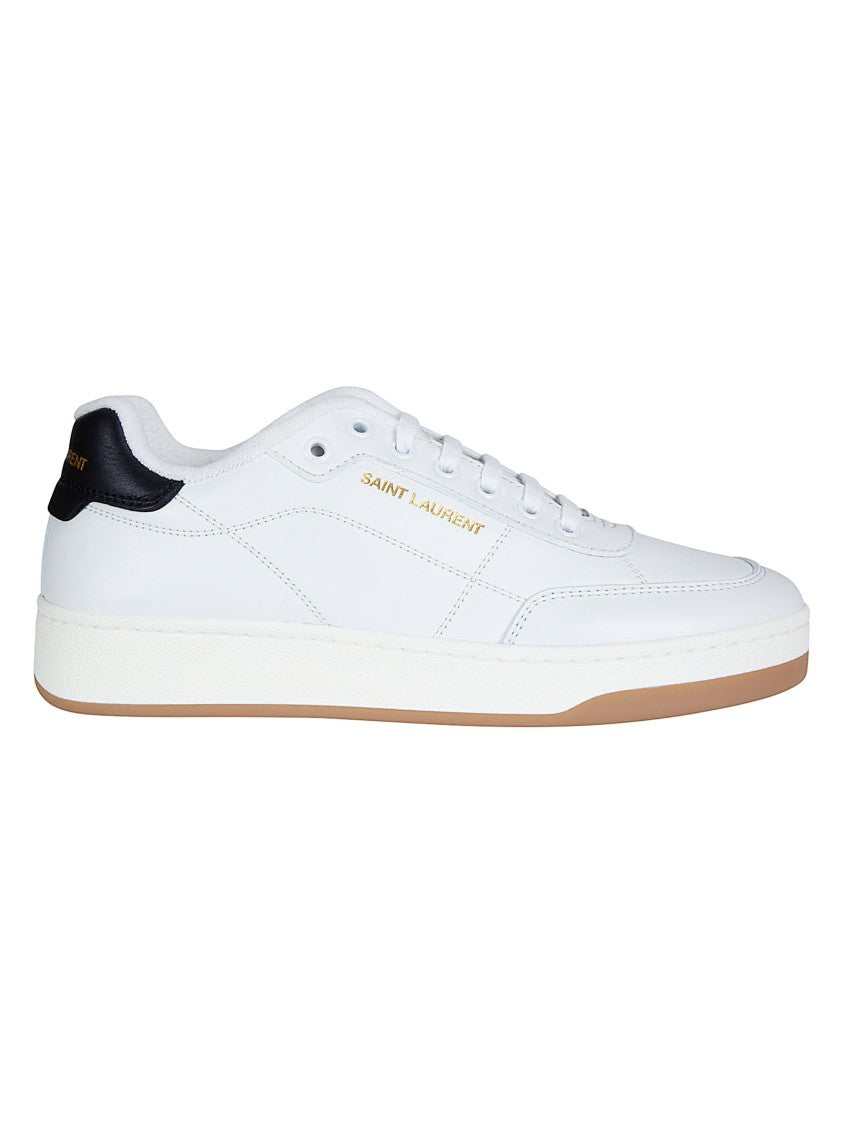 Saint Laurent Low-Top Lace-Up Sneakers With Gold Accents And Contrasting Details