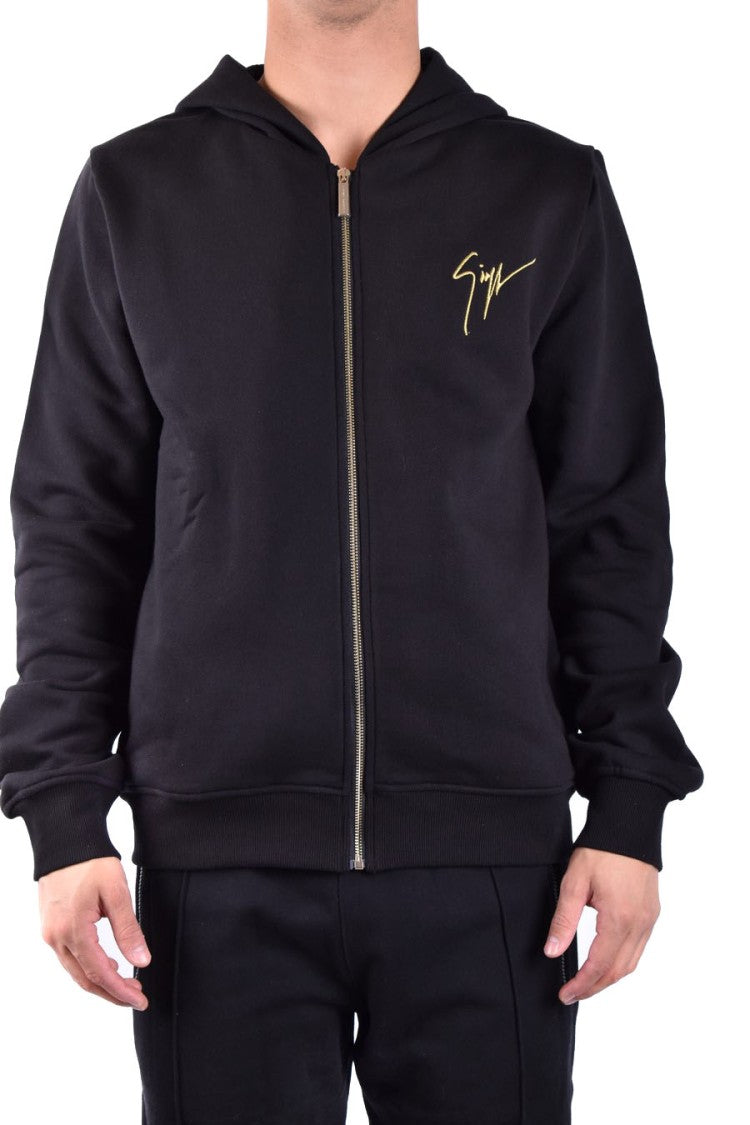 Giuseppe Zanotti Black Cotton Jacket With Hood