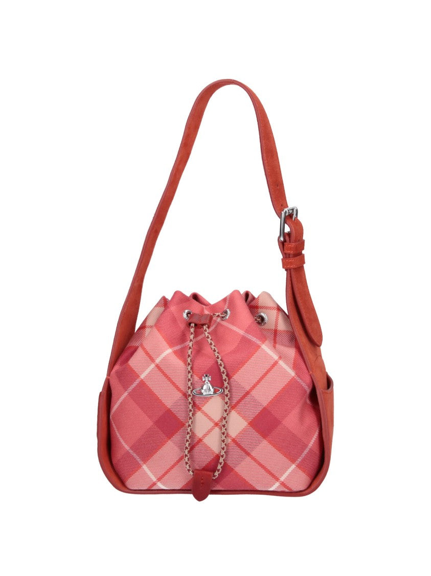 Vivienne Westwood Pink Anita Plaid Wool Bucket Bag