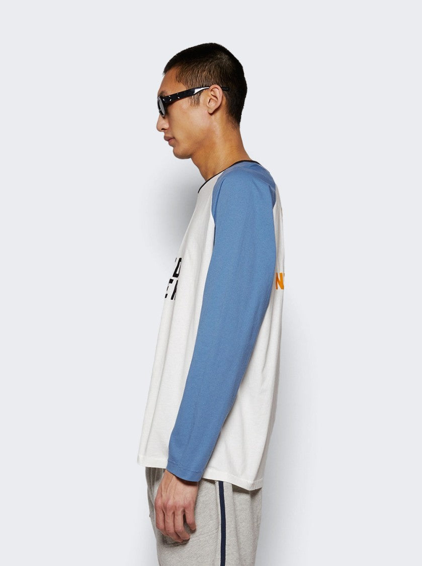 Bode Long Sleeve Skater Tee Blue And Cream