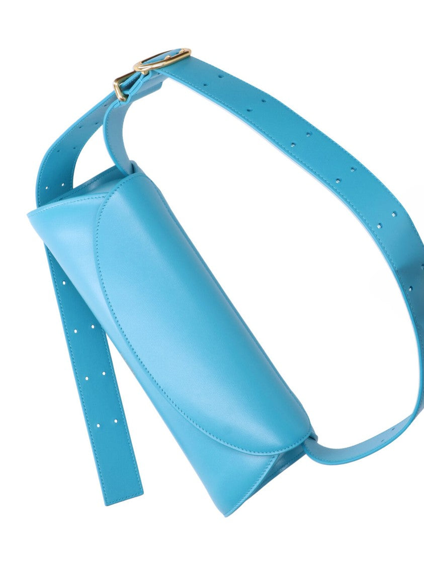 Jil Sander Blue Cannolo Cylindrical Calfskin Shoulder Bag