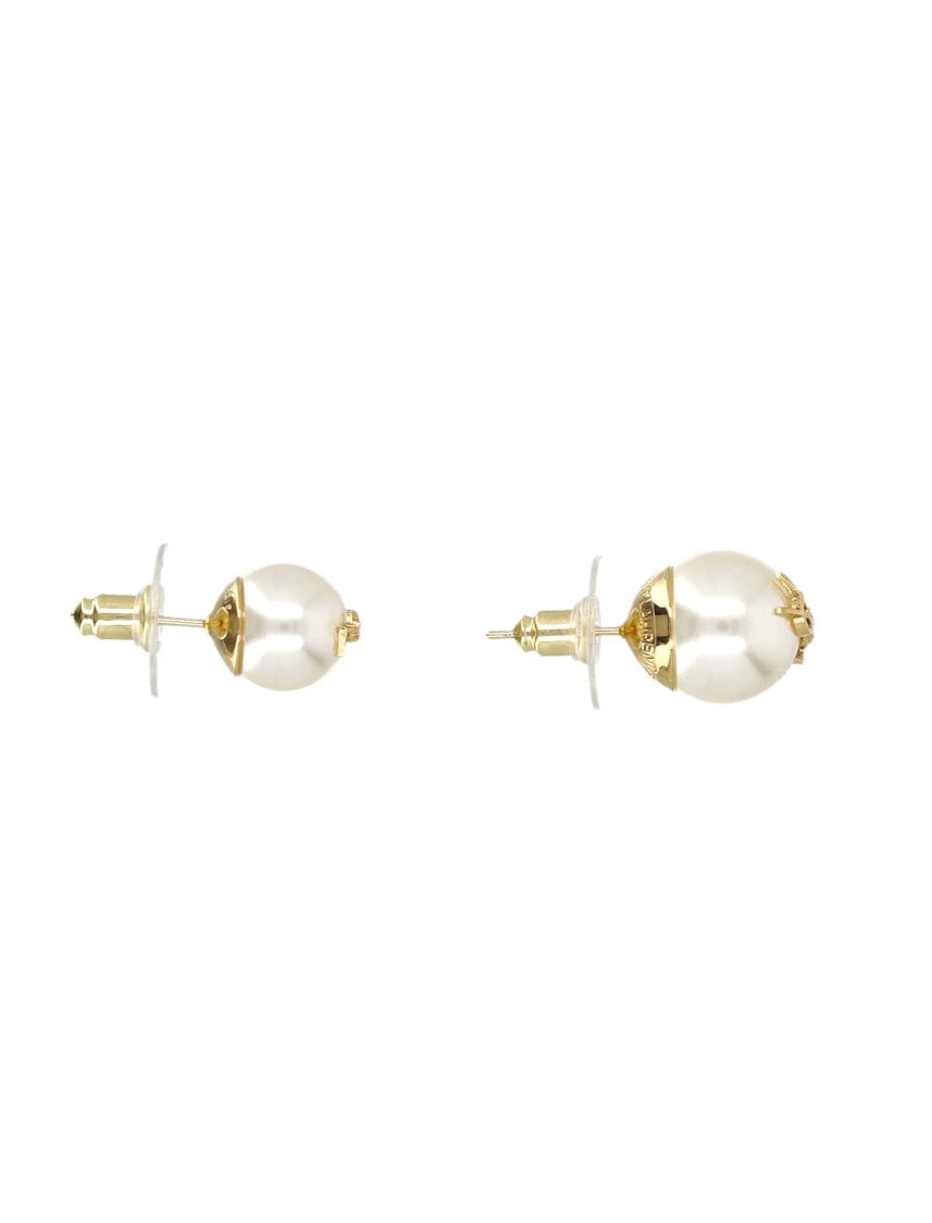 Saint Laurent Asymmetric Pearl-Accented Earrings With Iconic Cassandre Logo
