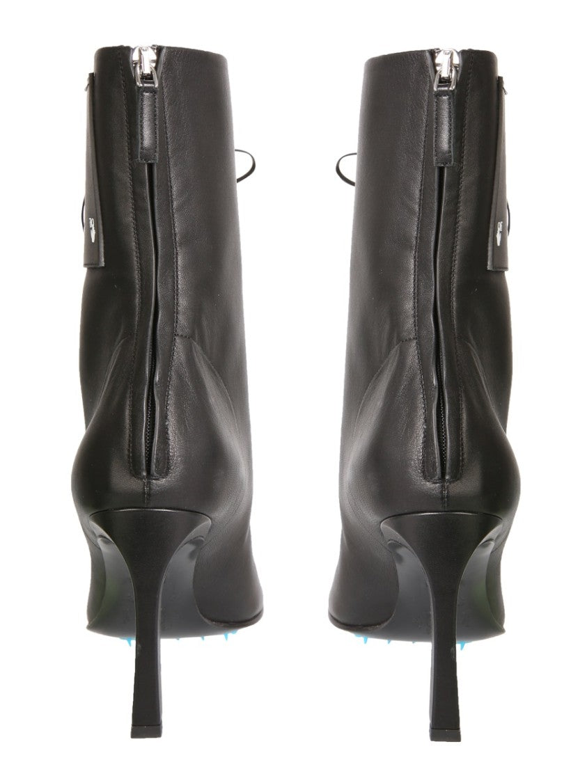 Off-White Lace-Up Black Leather Boots