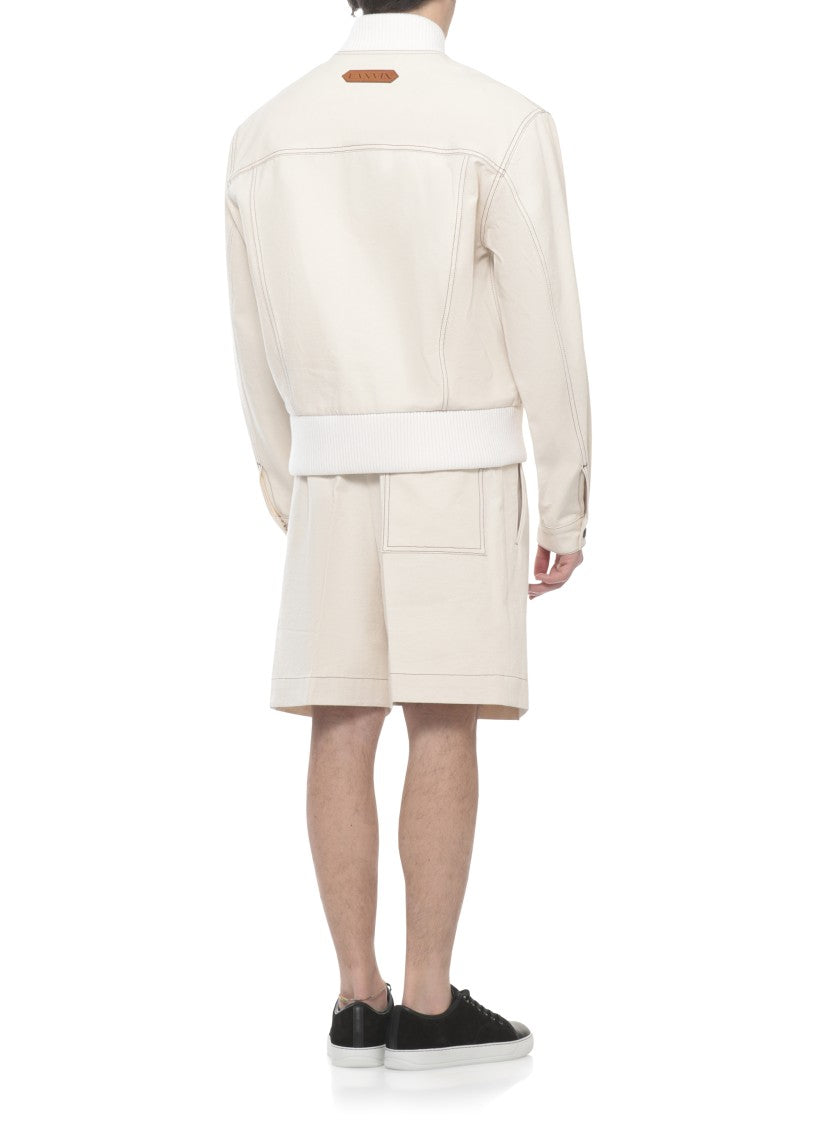 Lanvin Ivory Cotton Flap-Pocket Jacket