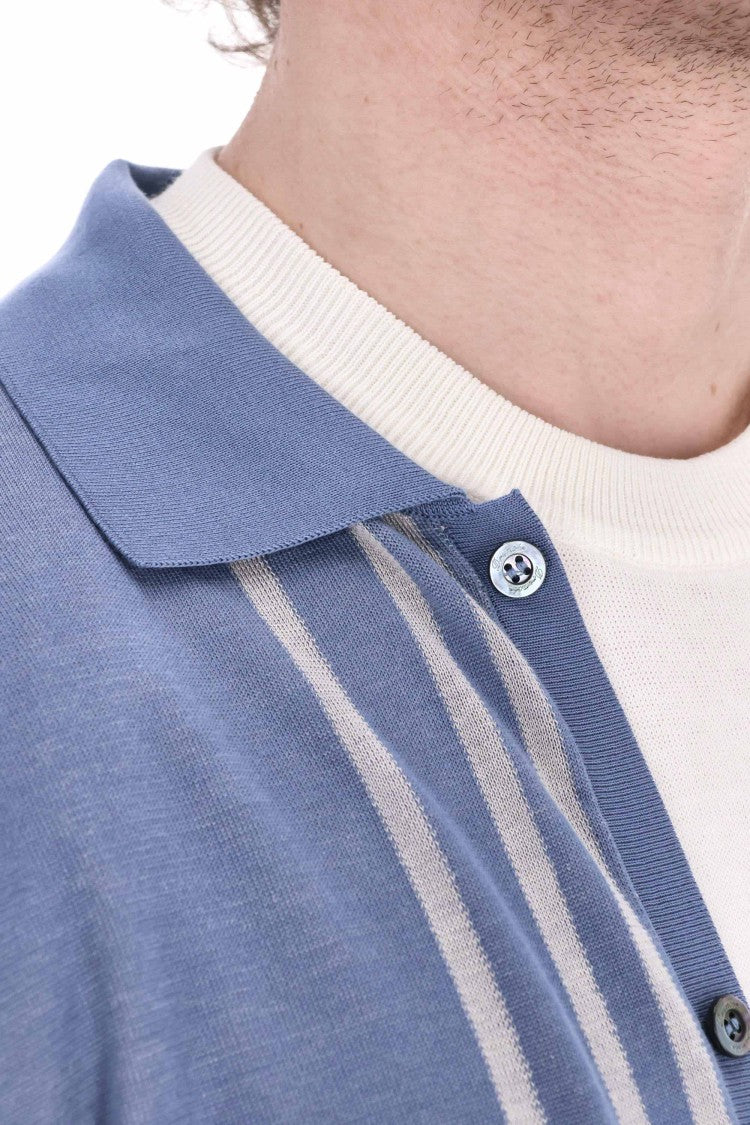 Drumohr Vertical Stripe Cotton Polo-Shirt