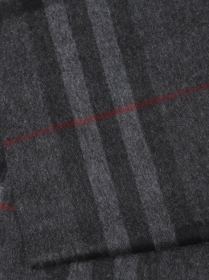 Burberry Grey Wool Check Scarf