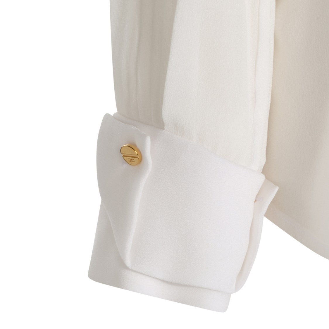 Elisabetta Franchi Ivory Viscose Shirt With Gold-Tone Neck Embellishments