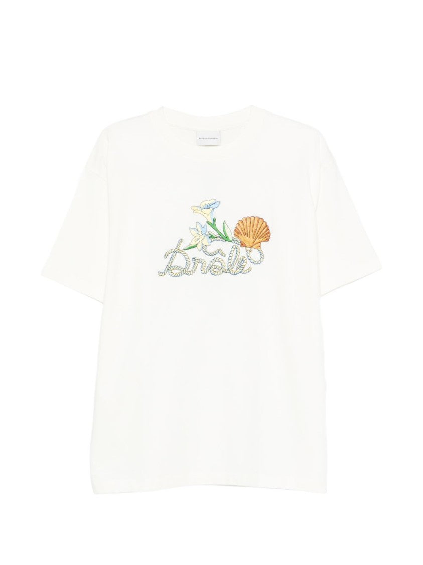 Drôle De Monsieur Floral Print Crew Neck T-Shirt With Seashell Detail