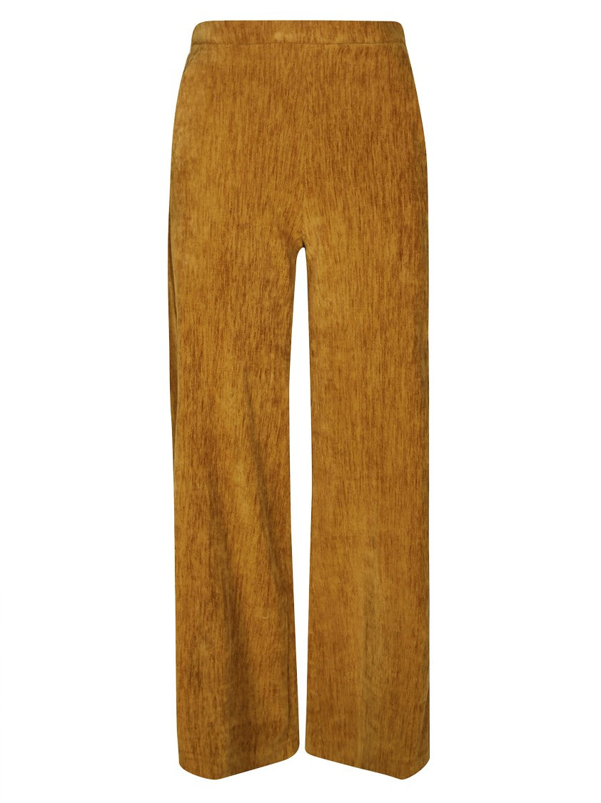 Forte Forte High-Waisted Brown Flared Velvet Pants With Side Pockets