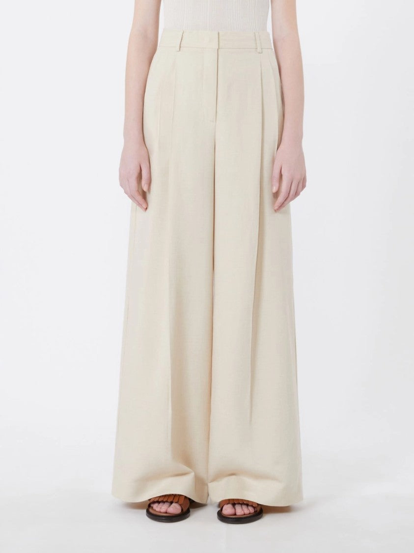 Max Mara Pleated High-Waist Trousers With Wide-Leg Design
