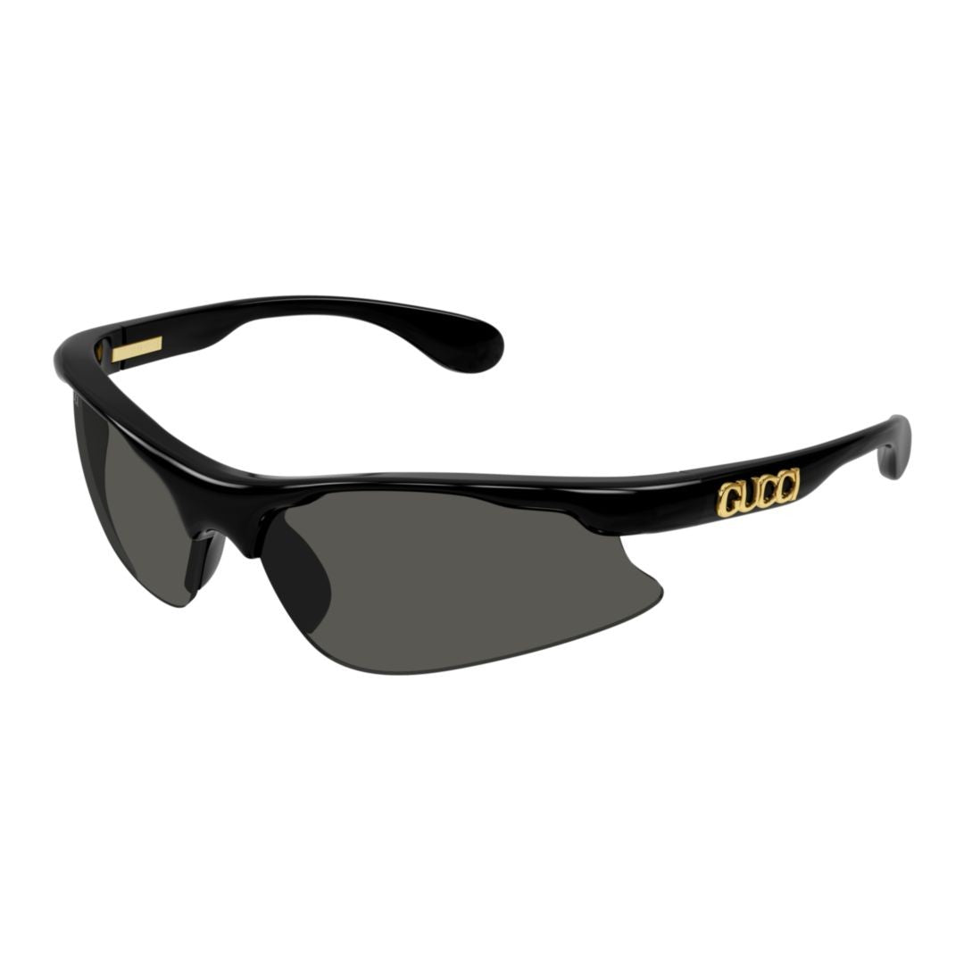 Gucci Wraparound Sunglasses With Glossy Black Frame