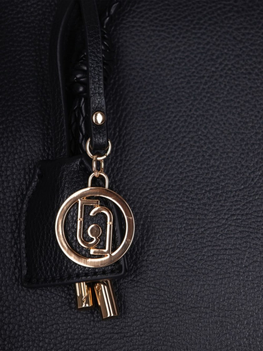 Liu Jo Rectangular Black Handbag With Braided Handles