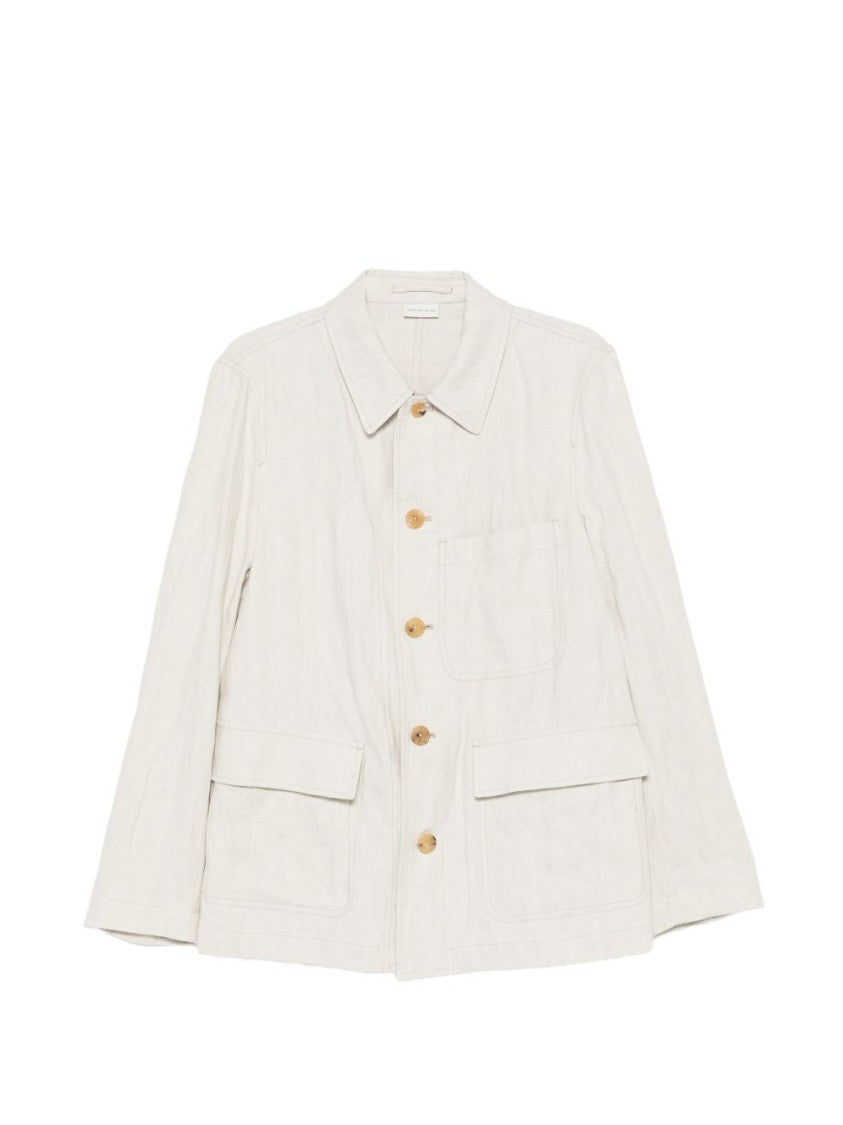 Dries Van Noten Beige Herringbone Weave Jacket