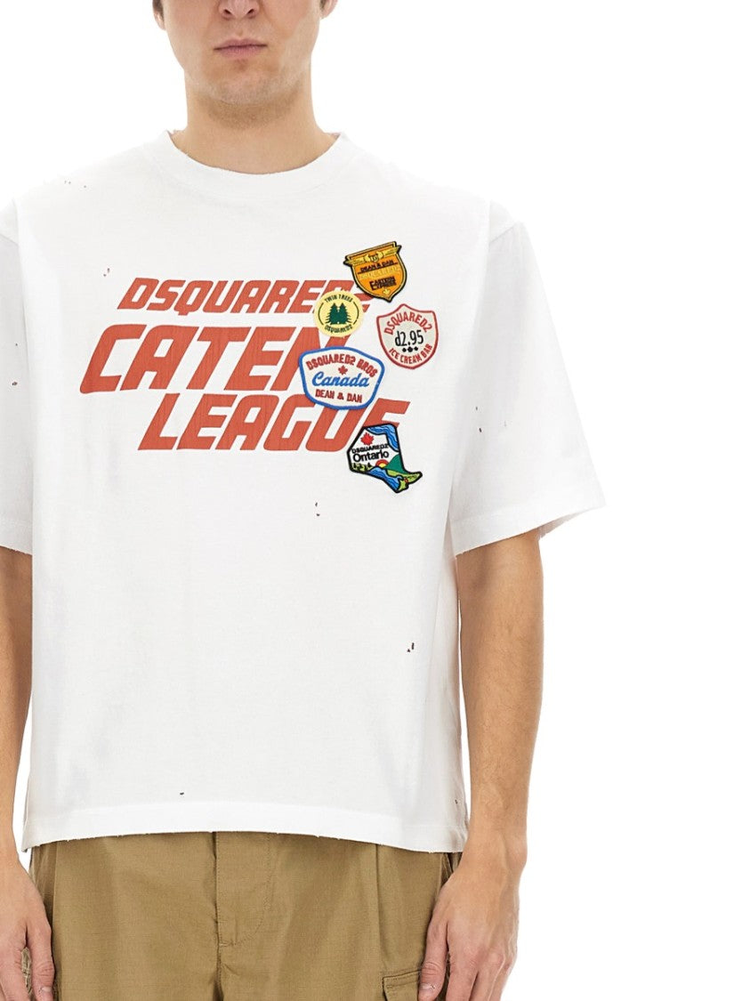 Dsquared2 Relaxed Fit White Graphic T-Shirt