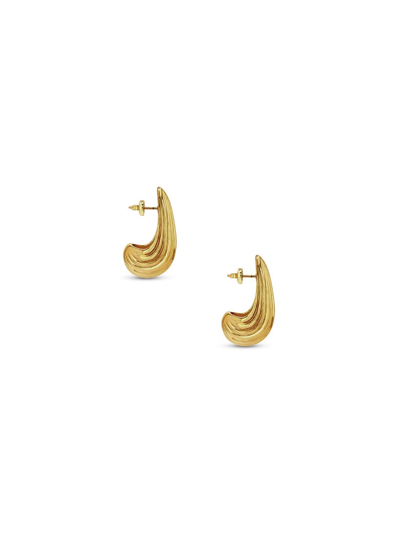 Anine Bing Ribbed Drop Earrings In 14K Gold Plated Brass