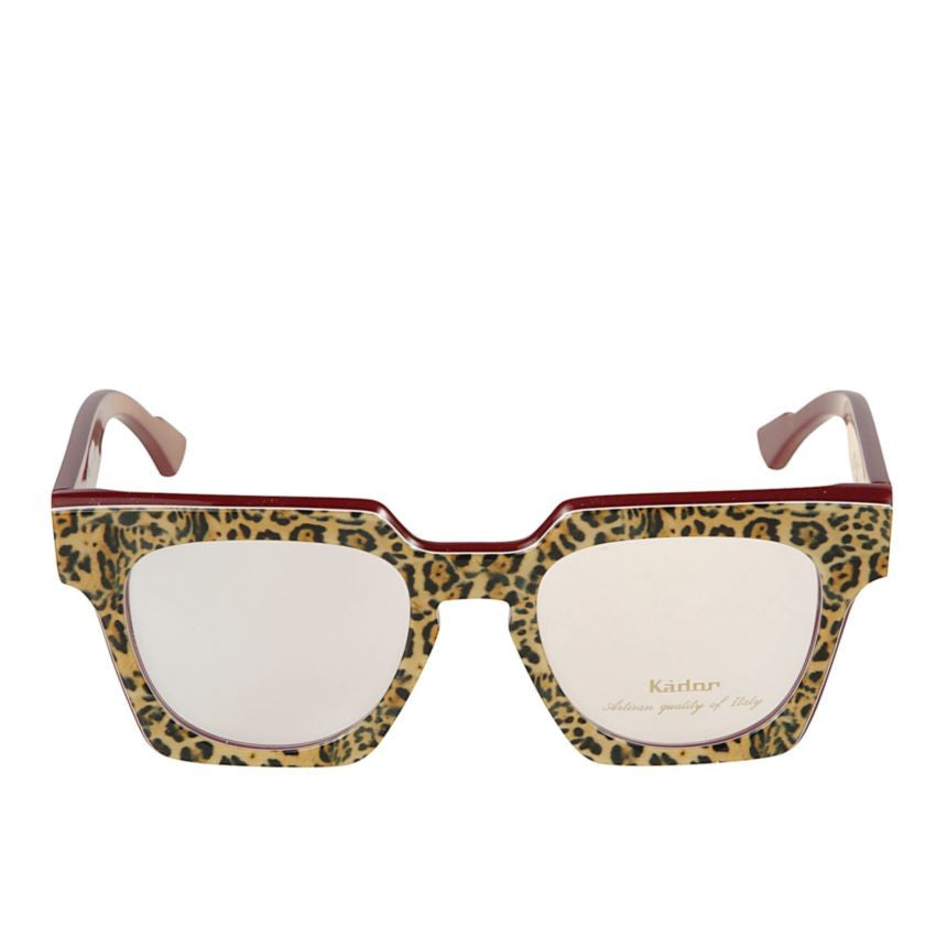 Kador Tanya Leopard Print Square Frame Sunglasses With Burgundy Arms