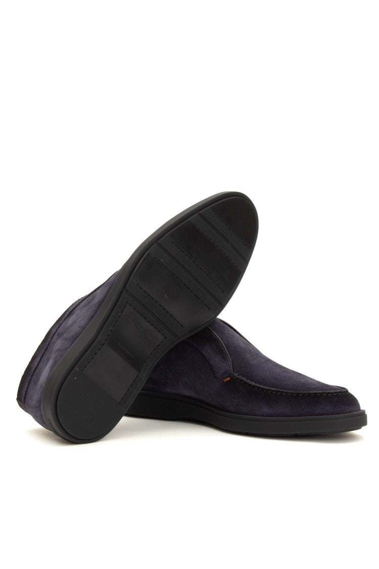 Santoni Suede Slip-On With Rubber Sole