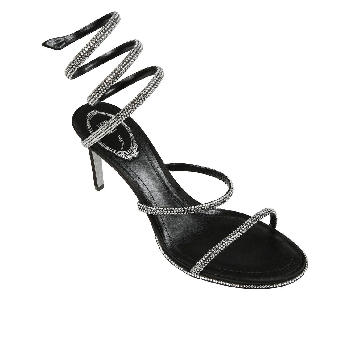 René Caovilla Cleo Anthracite Crystal Sandals 105